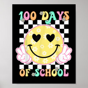 100. Tag der Schule Groovy Lächeln Gesicht 100 Tag Poster