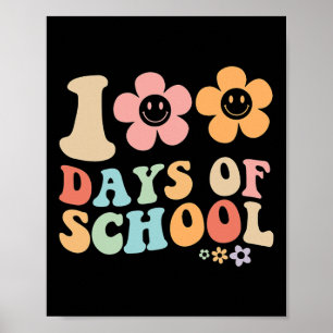 100. Tag der Schule Groovy Vintages Design für Stu Poster