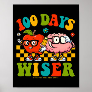 100. Tag der Schule Retro Lehrer Kinder 100 Tage W Poster