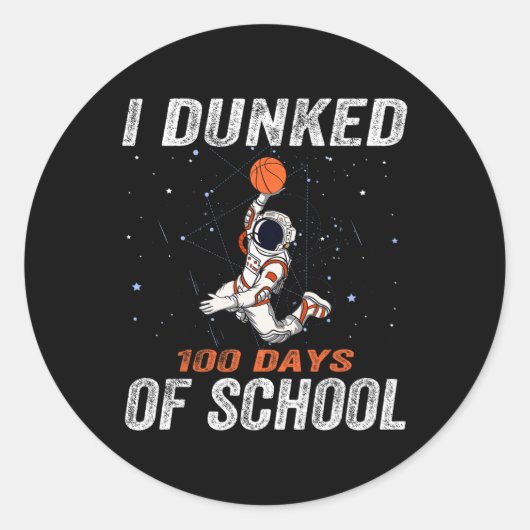 100 Tag der Schule Sketch Astronaut Spaceman Astro Runder Aufkleber (Vorderseite)
