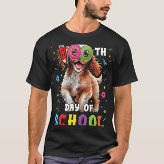 100. Tag der Schule Spaniel Dog Donut 100 Tage Stu T-Shirt