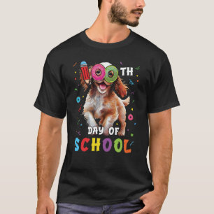 100. Tag der Schule Spaniel Dog Donut 100 Tage Stu T-Shirt