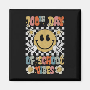 100. Tag der Schule Vibes Niedlich Lächeln Gesicht Magnet
