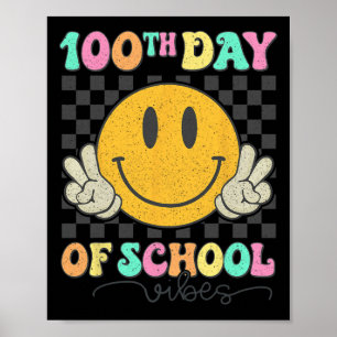 100. Tag der Schule Vibes Niedlich Lächeln Gesicht Poster