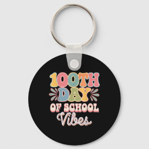 100. Tag der Schule Vibes Niedlich Lächeln Gesicht Schlüsselanhänger