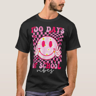 100. Tag der Schule Vibes rosa Lächeln Gesicht 100 T-Shirt