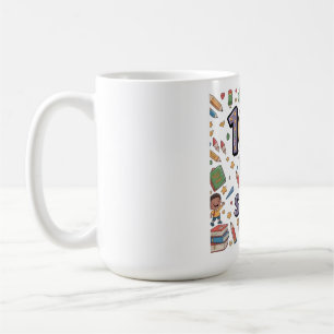 100. Tag des Schulspaß-T-Shirts   Farbige Kinder & Kaffeetasse