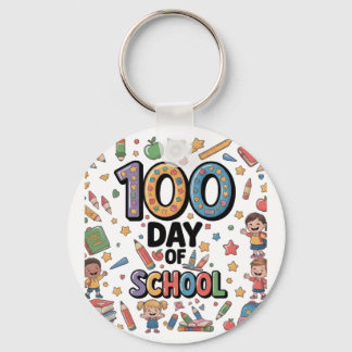 100. Tag des Schulspaß-T-Shirts | Farbige Kinder & Schlüsselanhänger