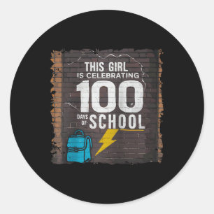 100. Tag Funny Outfit für Mädchen 100 Tage Schoo Runder Aufkleber