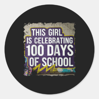 100. Tag Funny Outfit für Mädchen 100 Tage Schoo Runder Aufkleber