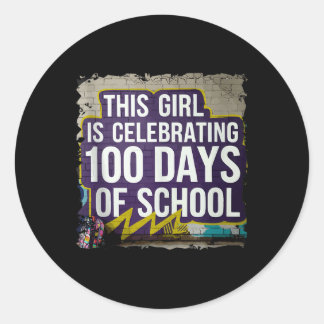 100. Tag Funny Outfit für Mädchen 100 Tage Schoo Runder Aufkleber