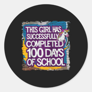 100. Tag Funny Outfit Girls & amp; Student 100 Tag Runder Aufkleber