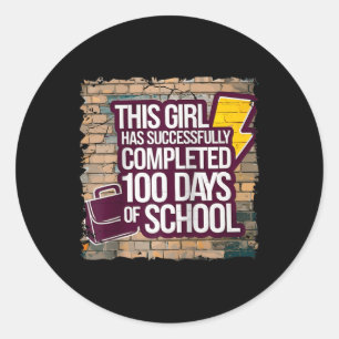 100. Tag Funny Outfit Girls & amp; Student 100 Tag Runder Aufkleber