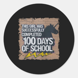 100. Tag Funny Outfit Girls & amp; Student 100 Tag Runder Aufkleber