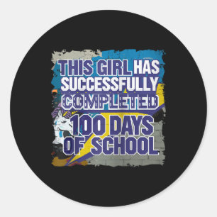 100. Tag Funny Outfit Girls & amp; Student 100 Tag Runder Aufkleber