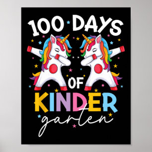 100. Tag Mädchen Kinder Unicorn 100 Tage Schule Ki Poster