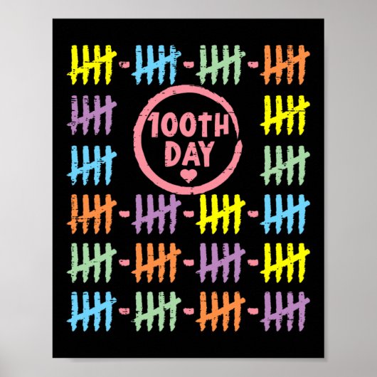 100. Tag Rainbow Lines Tally markiert 100 Tage nac Poster (Vorne)
