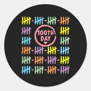 100. Tag Rainbow Lines Tally markiert 100 Tage nac Runder Aufkleber