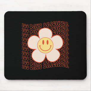 100. Tag Schule Retro Groovy Happy Gesicht 100 Tag Mousepad
