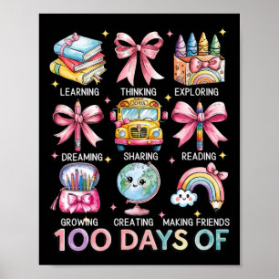 100 Tage 100. Schultag für Mädchen, Jungen und Leh Poster