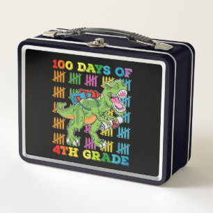 100 Tage 4. Klasse T-Rex-Dinosaurier-Schule Metall Brotdose