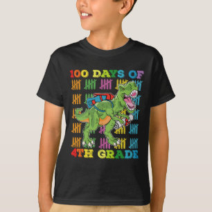 100 Tage 4. Klasse T-Rex-Dinosaurier-Schule T-Shirt