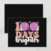 100 Tage Ball Brighter Disco 100. Schultag Postkarte (Vorne/Hinten)