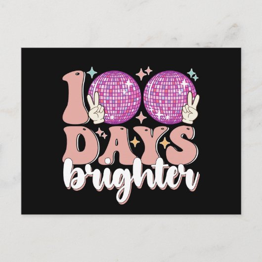 100 Tage Ball Brighter Disco 100. Schultag Postkarte (Vorderseite)