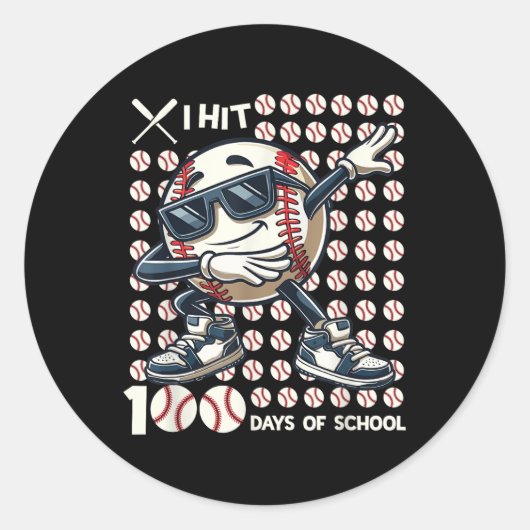 100 Tage Baseball Bat 100. Runder Aufkleber (Vorderseite)