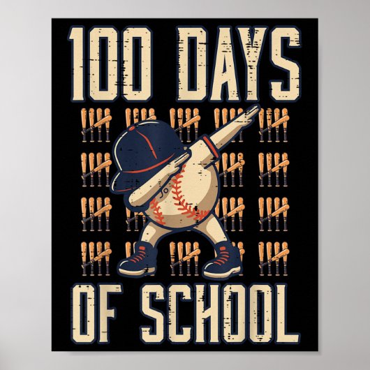 100 Tage Baseball Dab 100 Tage Jungen Poster (Vorne)