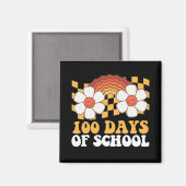 100 Tage Blume Schule Regenbogen Groovy Retro Magnet (Vorderseite/Rückseite)