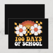100 Tage Blume Schule Regenbogen Groovy Retro Postkarte (Vorne/Hinten)