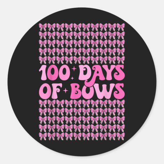 100 Tage Bows Coquette 100. Schulbow Runder Aufkleber (Vorderseite)