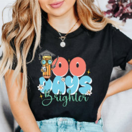 100 Tage Brighter Retro Groovy School T-Shirt