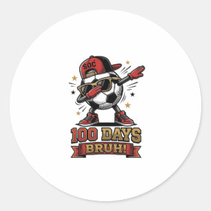 100 Tage Bruh Fußball Dabbing-Shirt-Design_1 Runder Aufkleber