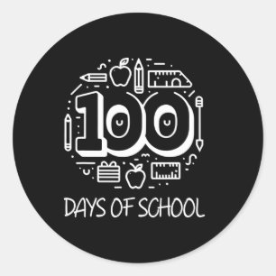 100 Tage Chalk Clical Teacher Kinder 100. Runder Aufkleber