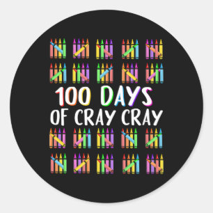 100 Tage Cray Crayons glücklich 100 Tage der Schul Runder Aufkleber