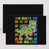 100 Tage der 3. Klasse T Rex Dinosaur Schule Einladung (Vorne/Hinten)