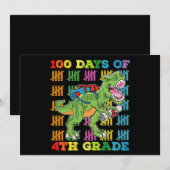 100 Tage der 4. Klasse T Rex Dinosaur Schule Einladung (Vorne/Hinten)