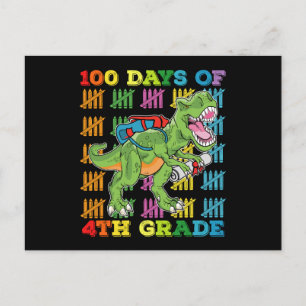 100 Tage der 4. Klasse T Rex Dinosaur Schule Postkarte