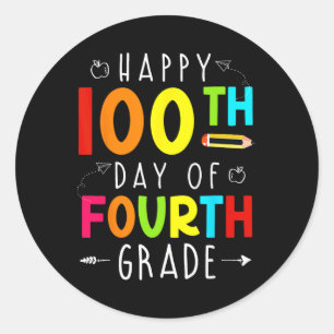 100 Tage der 4. vierten Klasse 100. Tag der Schule Runder Aufkleber