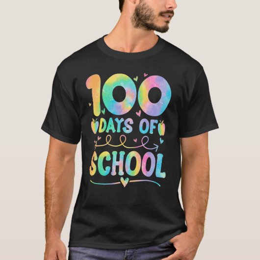 100 Tage der Gefärbte Krawatte der Schule 100. Sch T-Shirt (Vorderseite)