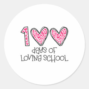 100 Tage der liebenden Schule Herz 100. Schultag Runder Aufkleber
