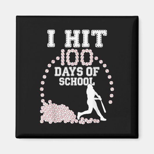 100 Tage der Schule Baseball 100. Schultag Magnet (Vorne)