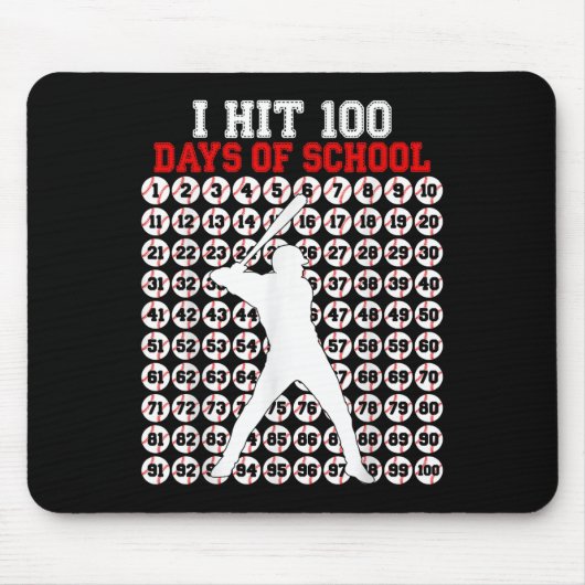 100 Tage der Schule Baseball 100. Schultag Mousepad (Vorne)