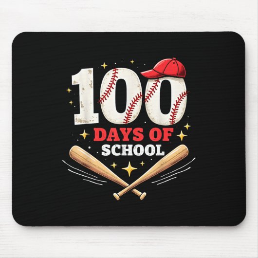 100 Tage der Schule Baseball 100. Schultag Mousepad (Vorne)