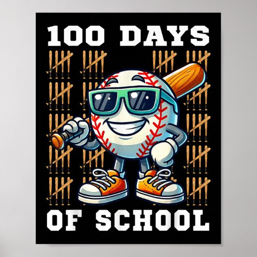 100 Tage der Schule Baseball 100. Schultag Poster (Vorne)