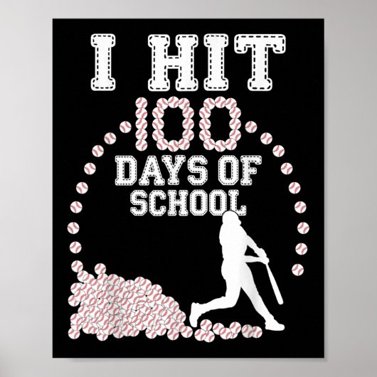 100 Tage der Schule Baseball 100. Schultag Poster (Vorne)