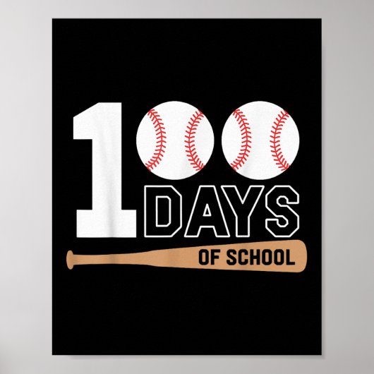 100 Tage der Schule Baseball 100. Schultag Poster (Vorne)