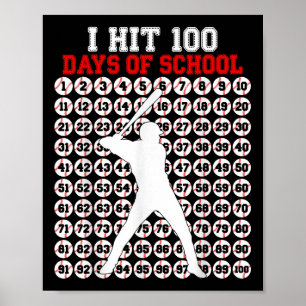 100 Tage der Schule Baseball 100. Schultag Poster